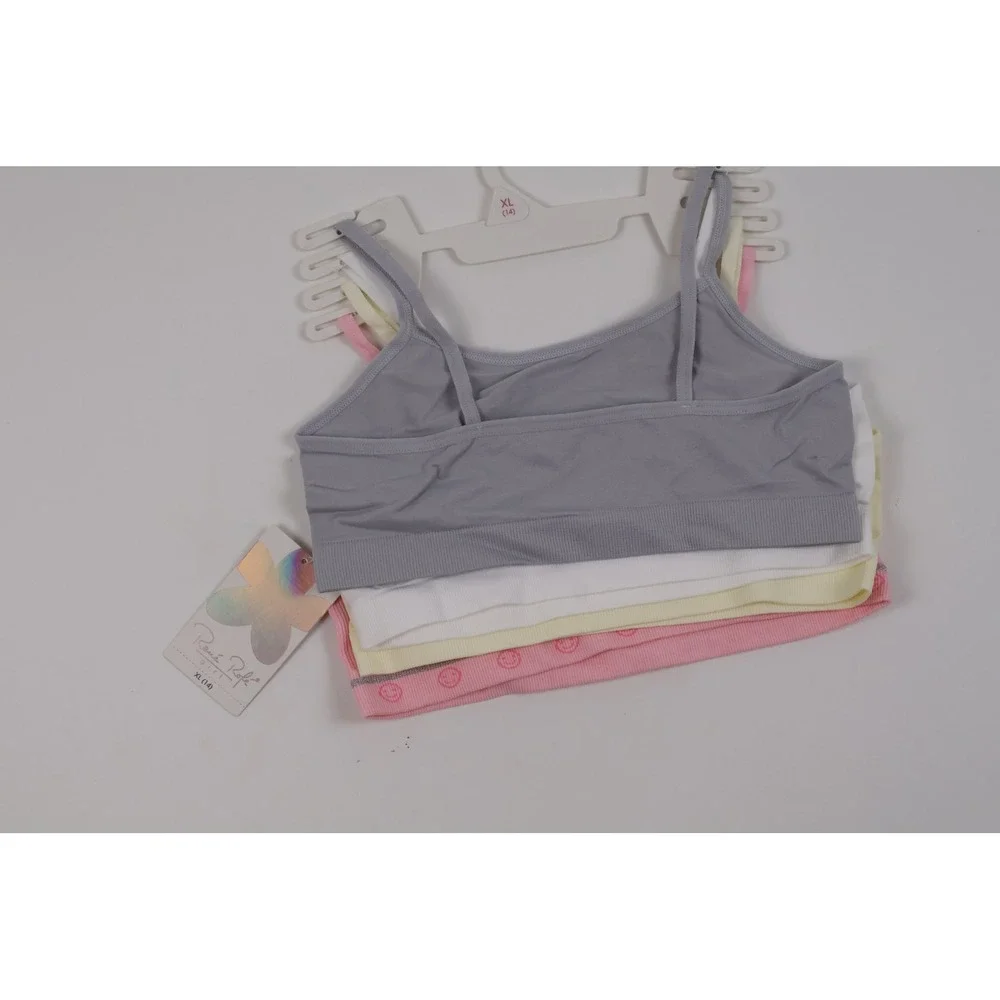 Rene Rofe Bralette 4-Pack Seamless Wire-Free Pink White Yellow Grey XL 14 NWT